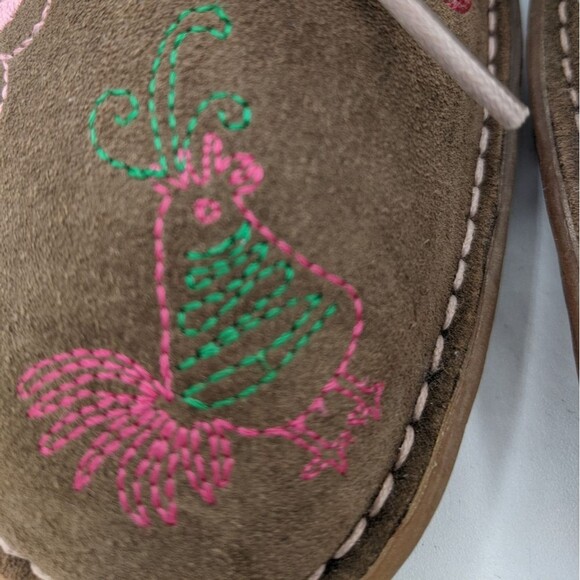 Camper "Twins" Brown Suede Embroidered Closed Toe Wedges - Picture 11 of 13